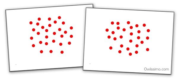 Owlissimo random red dot flash cards compare
